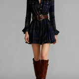 Magdalena | Elegant Short Check Dress