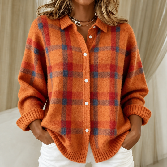 Megan | Checked knitted jacket with Buttons